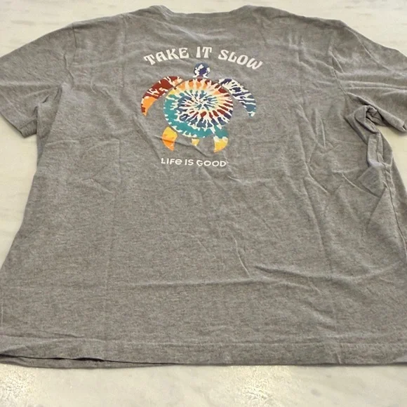 Life Is Good Gray T-Shirt with Colorful Logo - Take it Slow - Picture 9 of 11